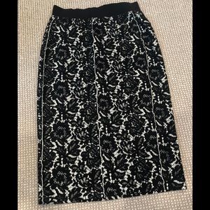 Dorothee Schumacher Black/White Lace Pencil Skirt
